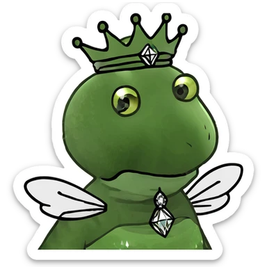 Fancy mint green queen bee with diamond jewelry, rhinestone embellishments, and glitter sparkles sticker