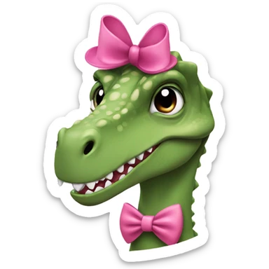 Dinosaur with pink bow and makeup sticker