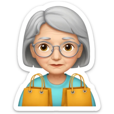 grey hair short bags grandma sticker