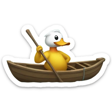 Duck rowing a boat sticker