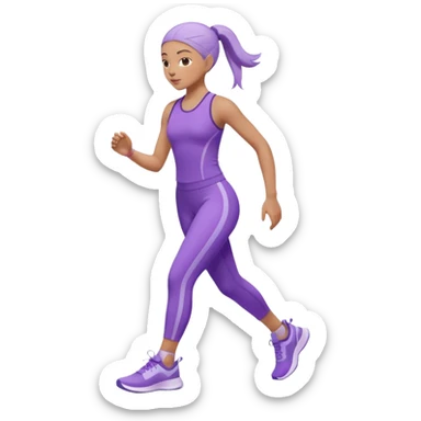 Modern premium 3D emoji icon: faceless gender-neutral person walking (mid-step) in sporty activewear, smooth rounded shapes, matte + subtle gloss, top-left studio light, soft shadow, faint motion trail. Purple outfit with lavender accent (no navy). Centered, transparent background, no text sticker