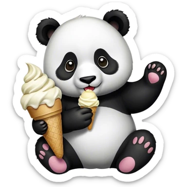 Panda eating ice cream sticker