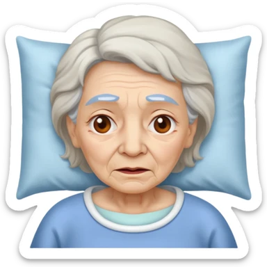 very sick old woman with fever sticker