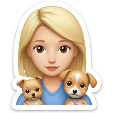 blonde girl with small dog sticker