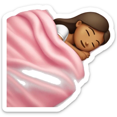 Brunette girl sleeping on side with pink blanket sticker
