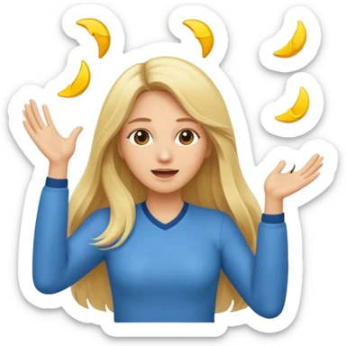 lady with long blonde hair throwing her ands in the air saying why sticker