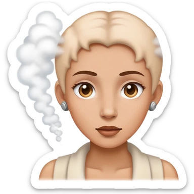 a woman with steam coming out of her ears sticker