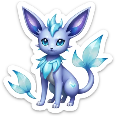 Shiny Cool Sparkly Cute Ethereal Espeon-Glaceon-Vaporeon-Fakemon-hybrid-fusion- full body sticker