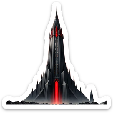 Barad Dúr from Lord of the Rings, Dark, giant Tower, with red beams shooting from the top into the sky sticker