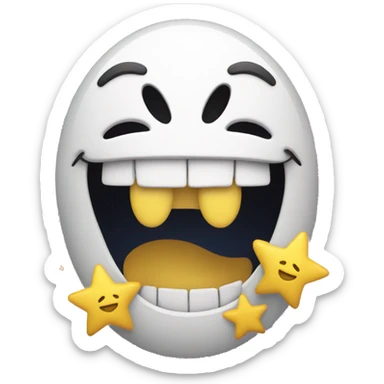 Happy smiley holding stars in his mouth sticker