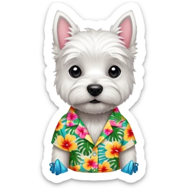 West highland white terrier Hawaiian holiday sticker