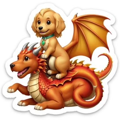 Golden retrivier riding a drago sticker