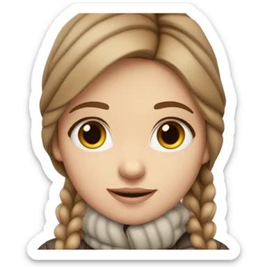 Light brown hair girl with hazel eyes and fair skin in a cute winter outfit sticker