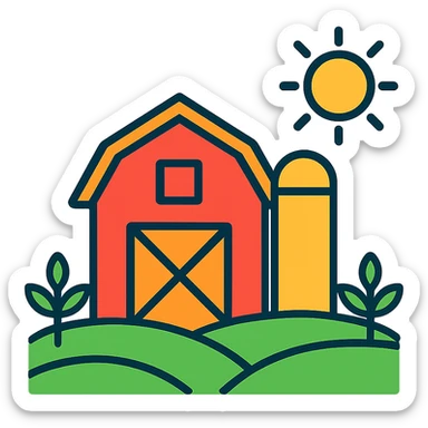 fram color-outlined icon, soft color accents, black outlines, modern and friendly sticker