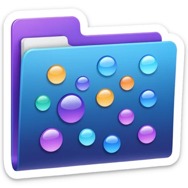  Show an open project panel or folder with small colorful elements inside, giving a sense of organized, exciting, and ready-to-explore projects. Include subtle glowing or movement effects to convey energy. Use harmonious colors like soft blues, purples, and creams.  sticker