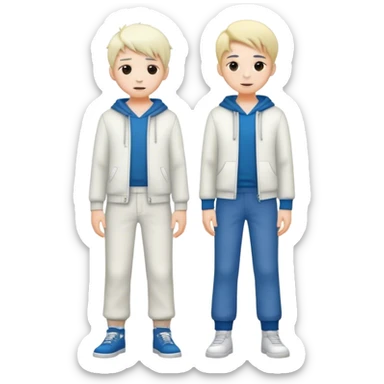 two best friends boys white skin full height different cloth sticker
