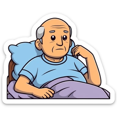 elderly grandfather in peaceful rest with stars sticker