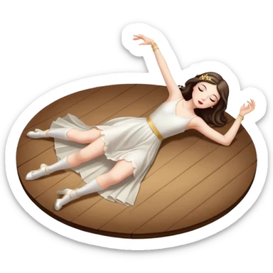 Dancer dead on stage full body lyiing on floor sticker