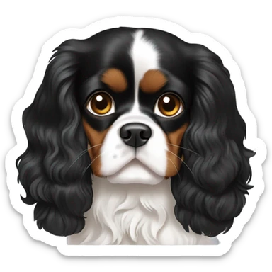 King Charles Cavalier Black Tan waving hello and White sticker
