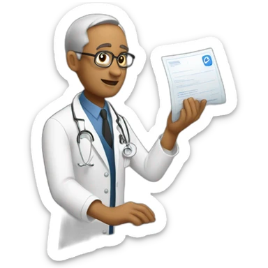 Dr. reads mail sticker