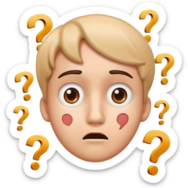 Confused face with question marks around it sticker
