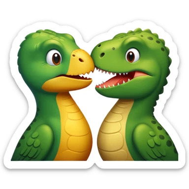 A bird kiss a trex sticker