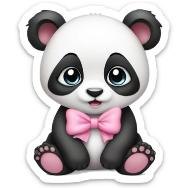Baby Panda with pink bow  sticker
