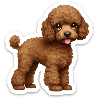 Brown toy poodle pup sticker