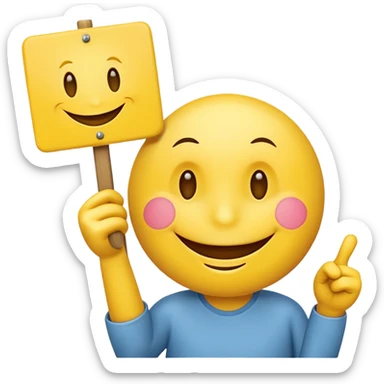 a smiley holding a sign saying "RABEA! GO!" sticker