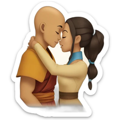 avatar aang and katara kissing sticker