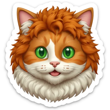 HAPPY CAT WITH CURLY HAIR AND A BIG BEARD sticker