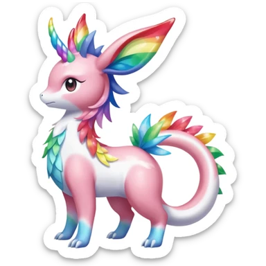 Shiny Sparkly beautiful gorgeous ethereal Rainbow Scaley Exotic Shaymin-Aurorus-Sylveon-Milotic-Dragonair-Fakémon-hybrid-creature (full body) sticker