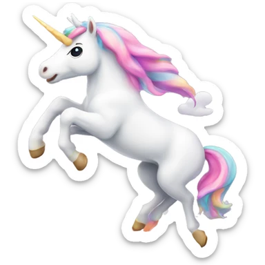 Cute kawaii unicorn jumping over a rainbow  sticker