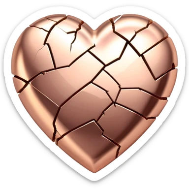 Rose gold heart with a cracked broken design sticker