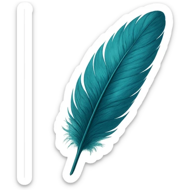 teal feather, digital illustration sticker