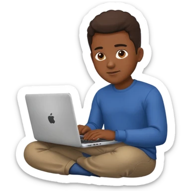 its a black man sitting working on a laptop with no face or anything sticker