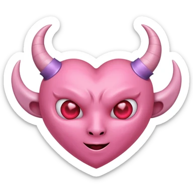 a plain pink heart with demon horns on it, no face sticker