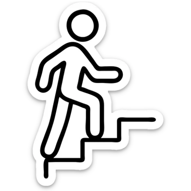 motivation, person climbing stairs, dynamic, minimal style sticker
