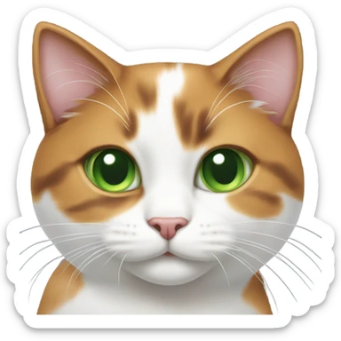 caliby-and-white cat with white paws and green eyes sticker