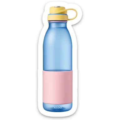 Pastel pink reusable water bottle next to neatly highlighted notes sticker