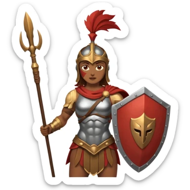 woman spartan warrior holding spear and shield sticker