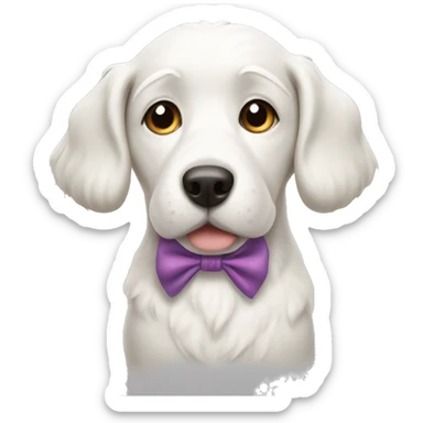 white dog with a bow on its head sticker