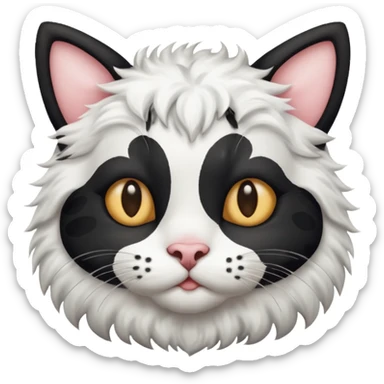 Cute cat black and white stain like a cow sticker