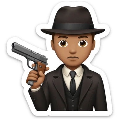 Gangster holding a gun sticker