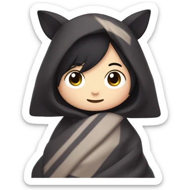 Kuromi with a blanket wrapped around her sticker
