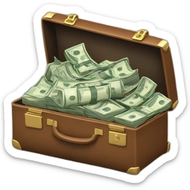 briefcase opened money inside sticker