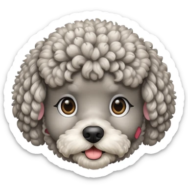 fluffy gray miniature poodle face sticker