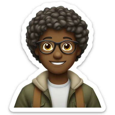 smiling boy outdoors with glasses sticker