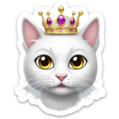 A sassy cat emoji wearing a tiara and batting its eyelashes sticker