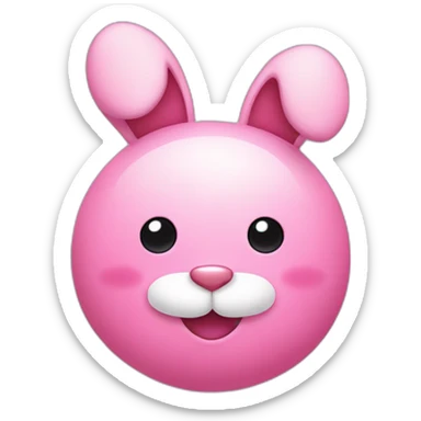pink bunny with white moustache and pink nose and a big smile sticker